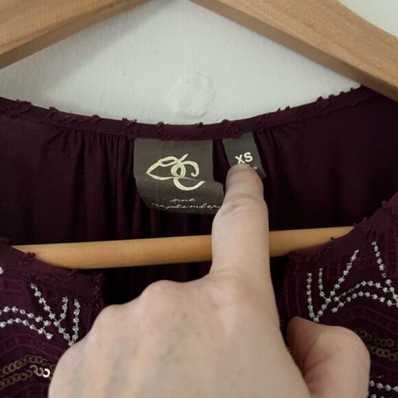 Anthropologie Tunic Purple Maroon Boho XS S - Picture 2 of 4